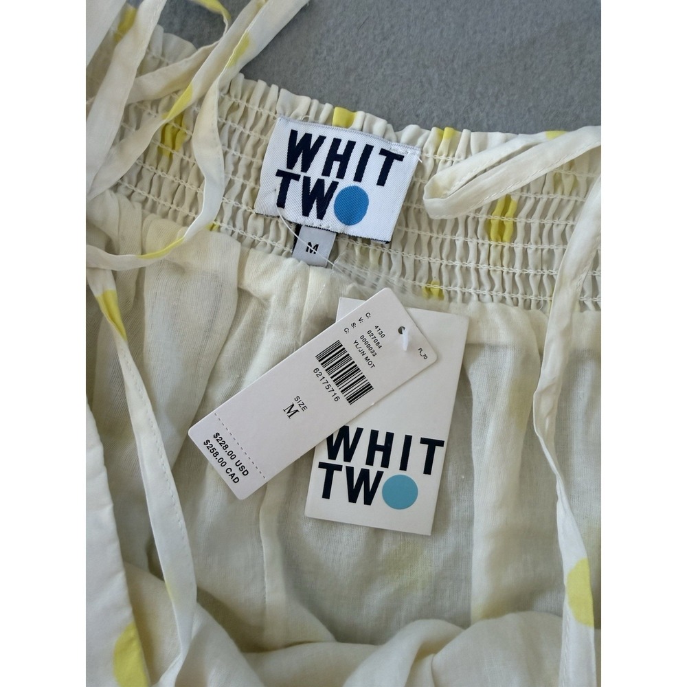 Anthropologie WHIT TWO Polka Dot Maxi Dress in Yellow & White Cotton Size M - Picture 11 of 16